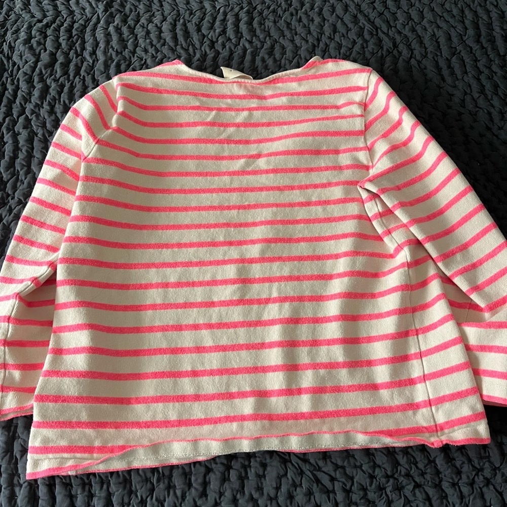 Sezane Pink and White Long Sleeve Tee with Striped Pattern - Picture 7 of 8